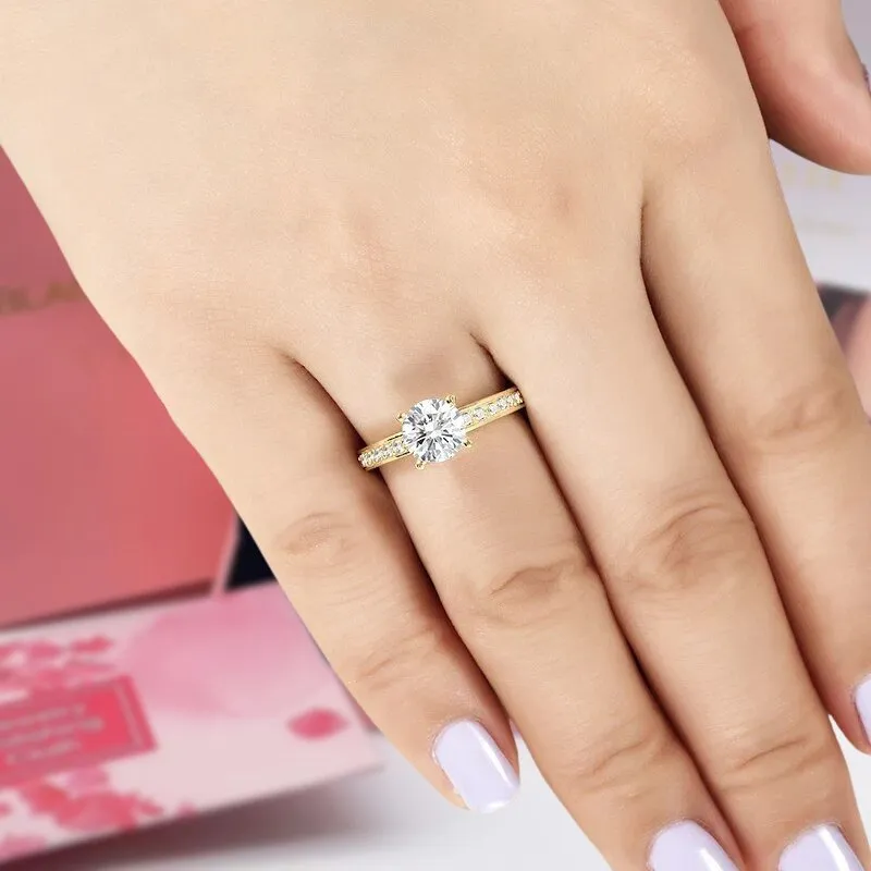 10k Yellow Gold 1.2 Ct Round Cut Diamond Engagement Ring