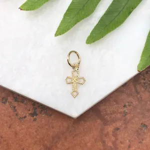 14KT Yellow Gold Textured Cross Mini Charm Pendant