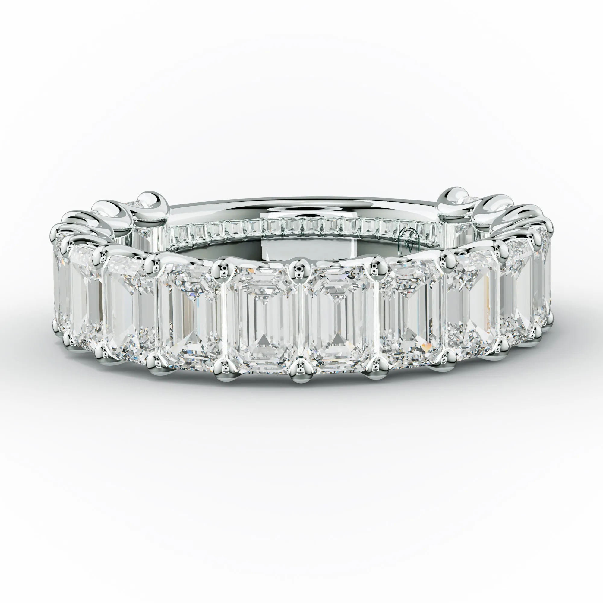 4.0 Carat Emerald Cut Diamond Anniversary Band U Prong
