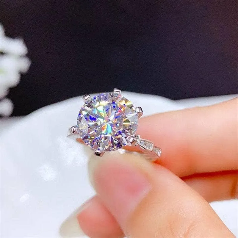 5 Carat Round Cut Crackling Diamond Engagement Ring