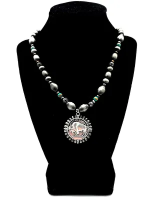 Beaded Buffalo Coin Necklace