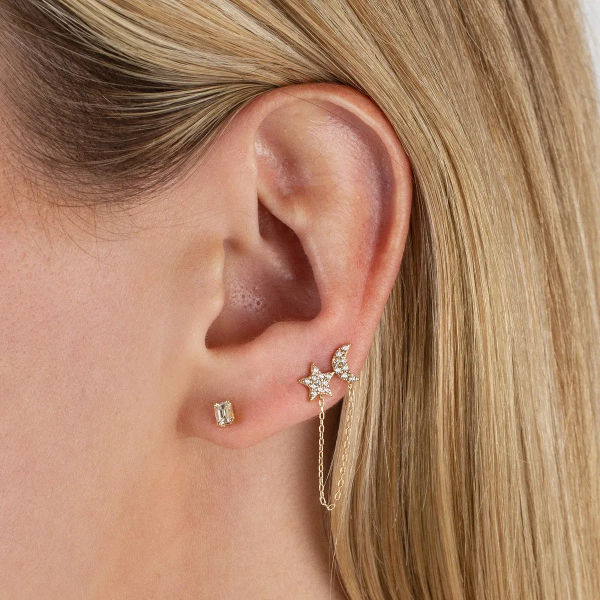 Diamond Baguette Stud Earring 14K