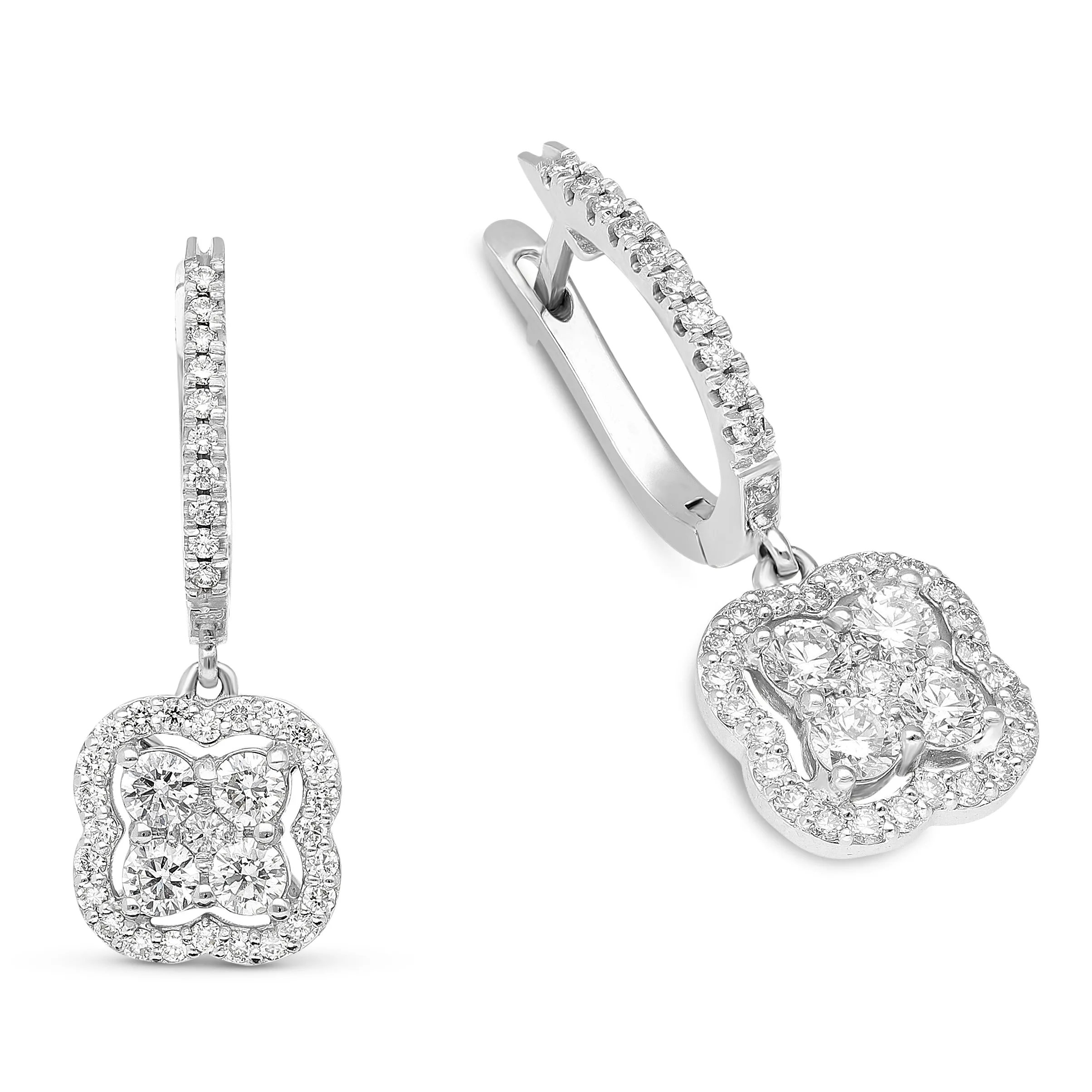 Diamond Clover Drop Earrings - 1.2 Carat