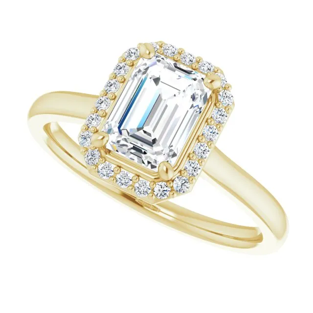Emerald Cut Diamond Halo Engagement Ring
