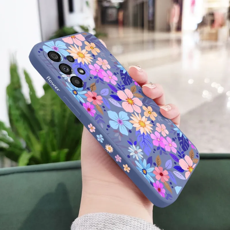 Floral Liquid Silicone Flower Case For Samsung Galaxy A Series