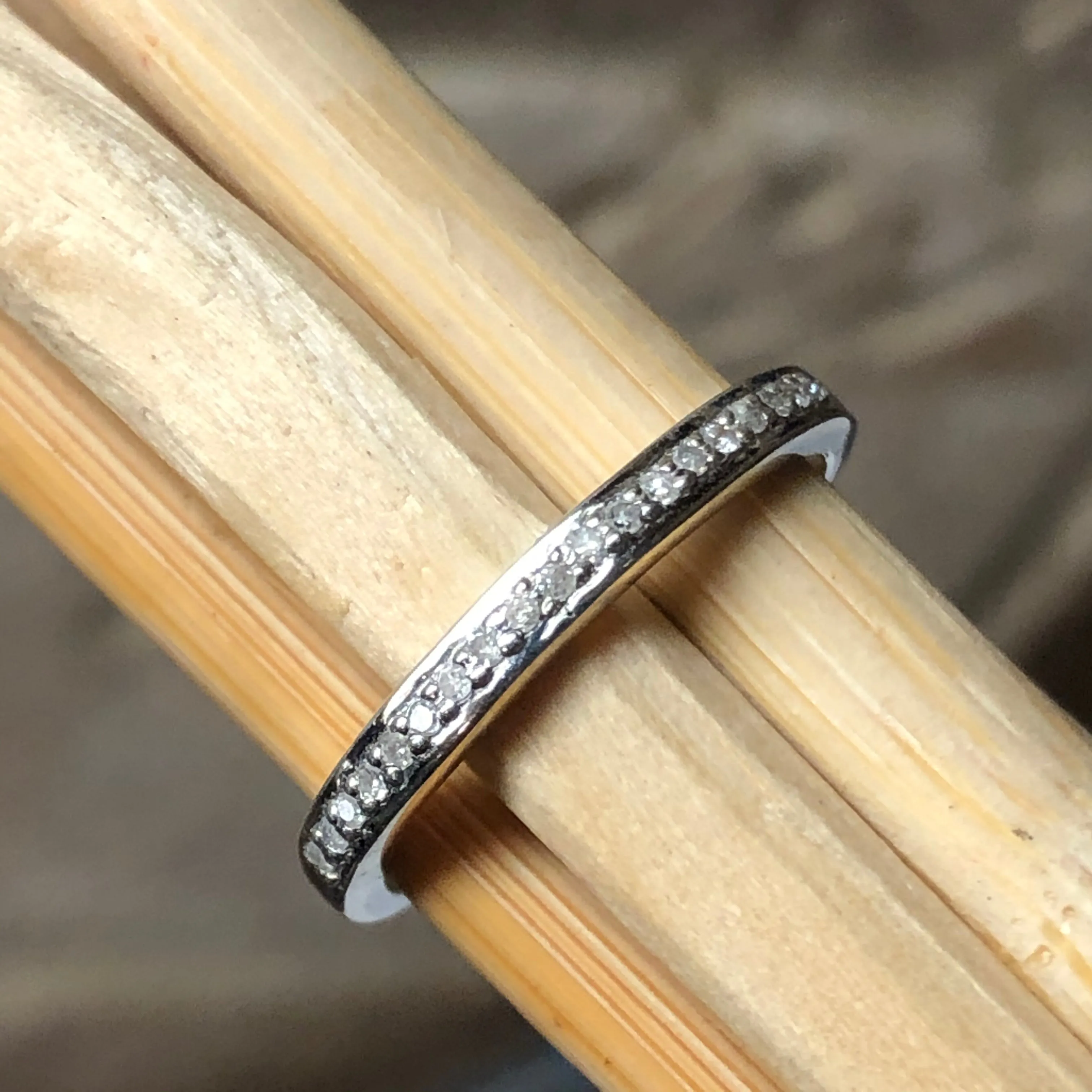 Natural White Diamond 925 Sterling Silver Engagement Band Ring Size 6