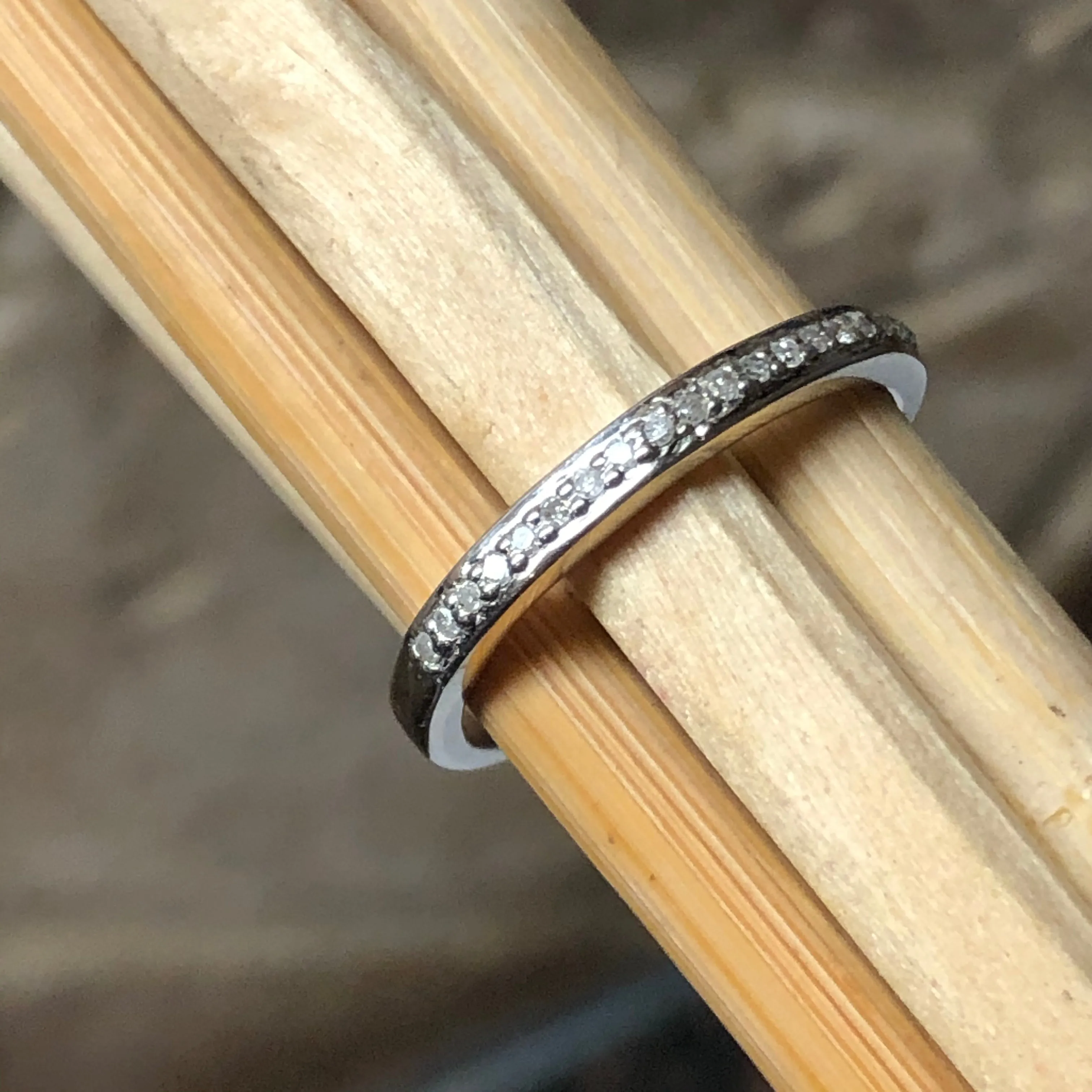 Natural White Diamond 925 Sterling Silver Engagement Band Ring Size 6