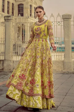 Pakistani Green Dress in Lehenga Pishwas Style #BS905