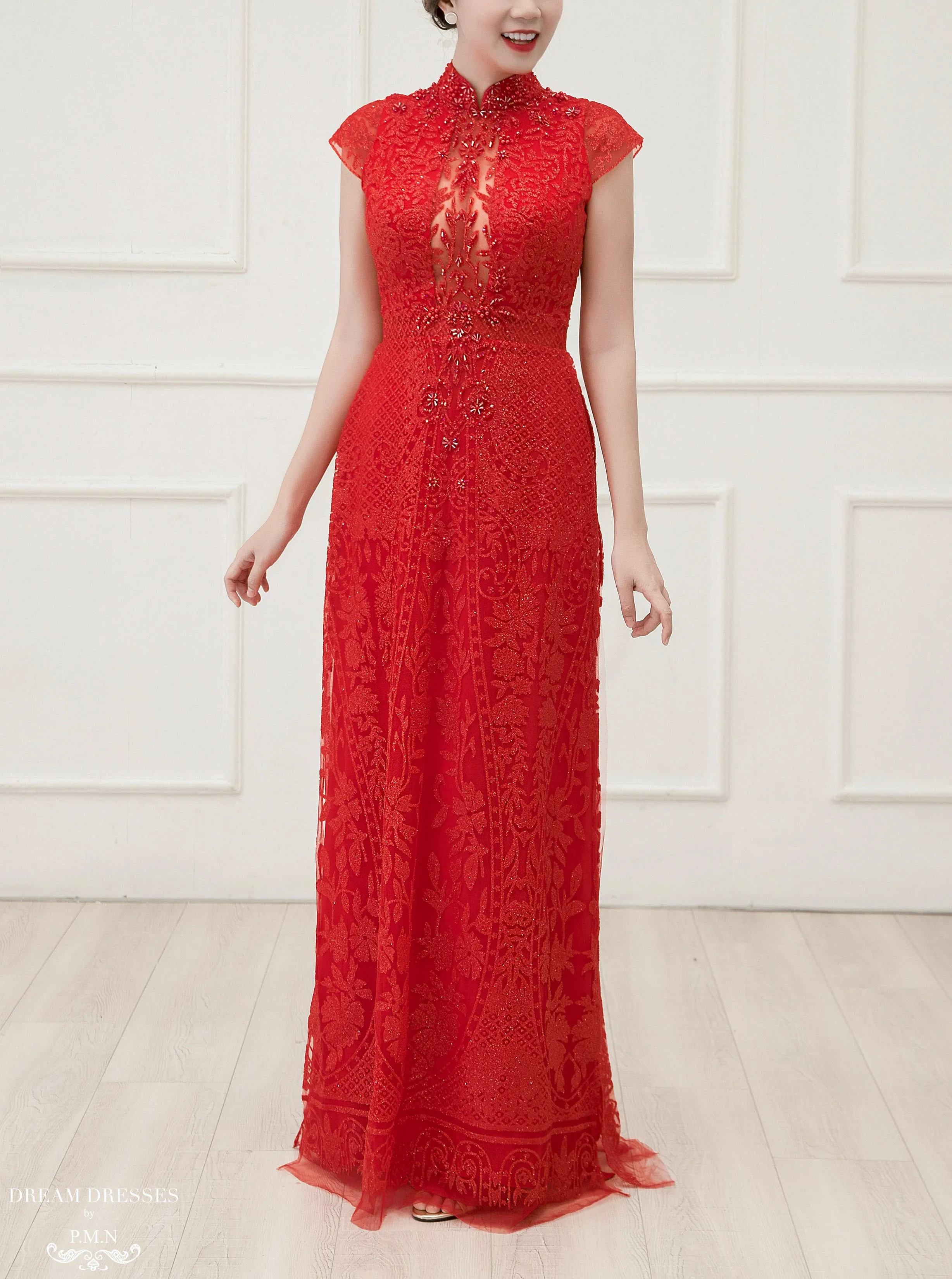Red Bridal Ao Dai | Vietnamese Bridal Dress (#APOLLINE)