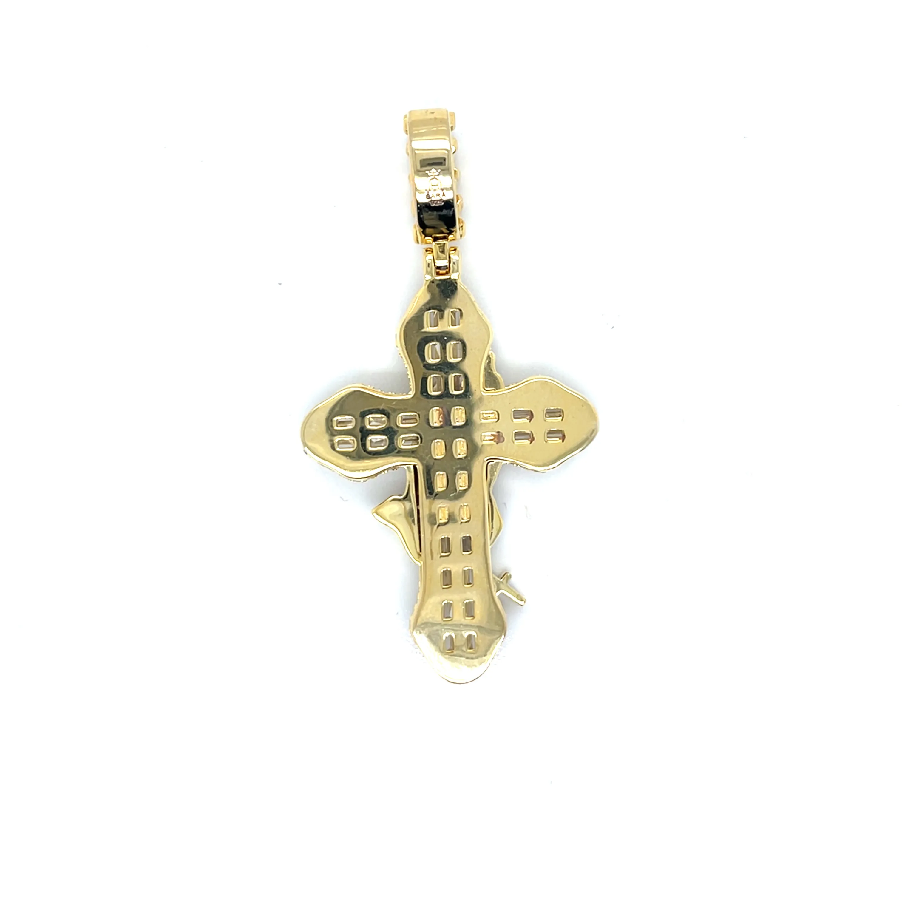 Two-Tone Sterling Cross Pendant with Praying Hands Zirconia - C4134739